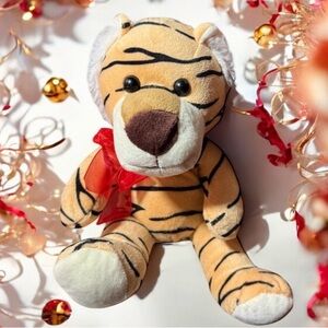 Tiger ~ Stuffed Animal ~ Plush Toy ~ Jungle Animal with Red Bow